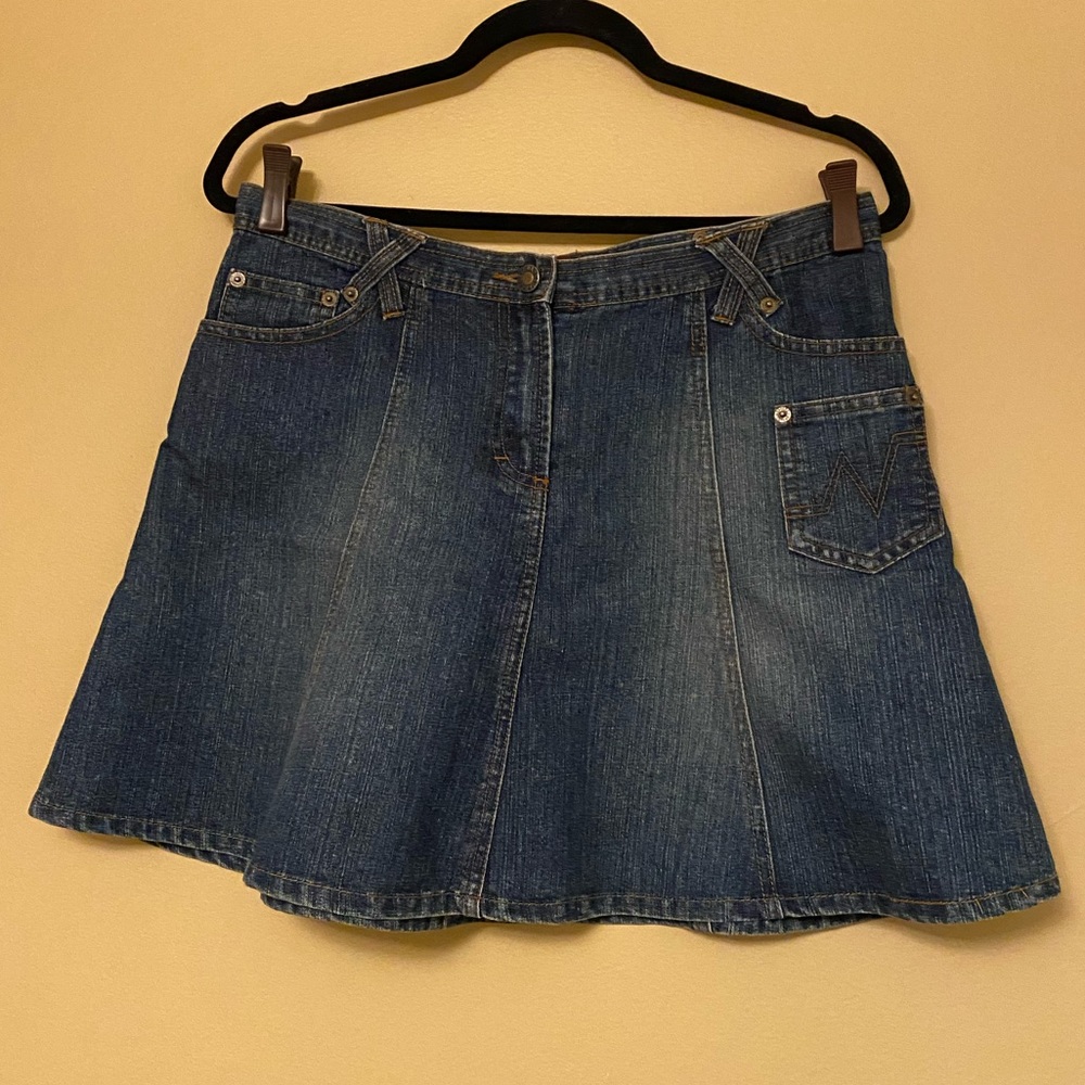 Vintage Denim Frilled Skirt w/ Beautiful Stiching Detail